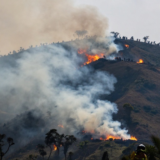 Incendio en el cerro Casituagua: un centenar de bomberos combate las llamas por tercera jornada