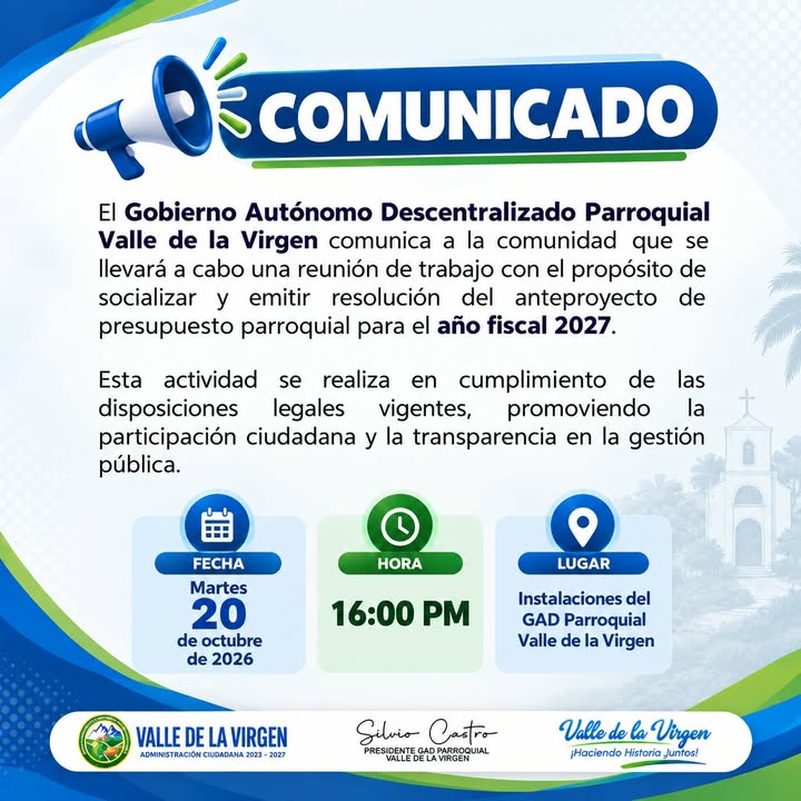 Vecinos de Valle de la Virgen definen el presupuesto 2027 este martes