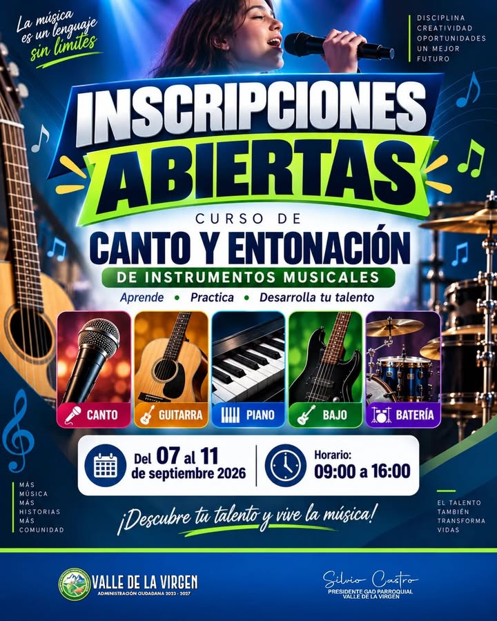 Valle de la Virgen abre inscripciones para el segundo curso de música y canto